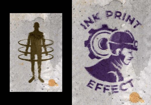Vertical Bleed Ink Stamp Effect For Poster And Print Design