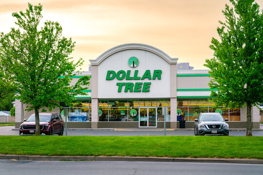 Herkimer, NY - May 22, 2026: Sunset view of the Dollar Tree store exterior, located at 200 North Prospect Street, Herkimer, NY 13350
