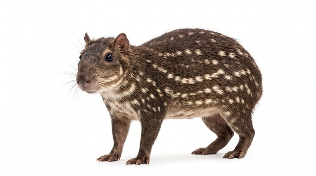 Lowland Paca Rodent Side Profile Studio Shot White Background