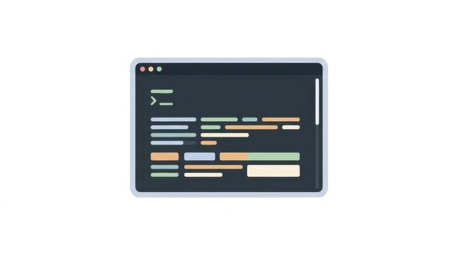 Stylized Coding Terminal Window Illustration on White Background
