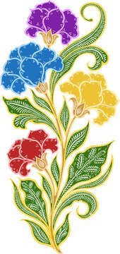Floral Batik Motif Decorative Illustration
