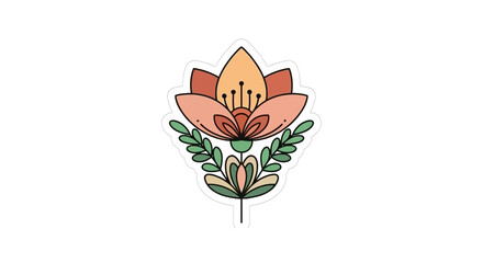 Stylized Floral Illustration with Folk Art Elements © Kaka