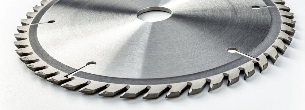 A sharp, circular saw blade with pointed teeth and a metallic sheen, ready for industrial use.