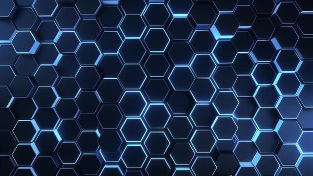 Blue Glowing Hexagon Grid Abstract Loop for Technology and Sci-Fi Backgrounds