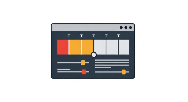 Colorful software interface design elements.