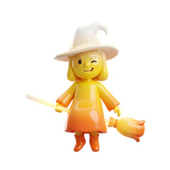 Obraz premium Lego witch on broomstick isolated on transparent background halloween decoration