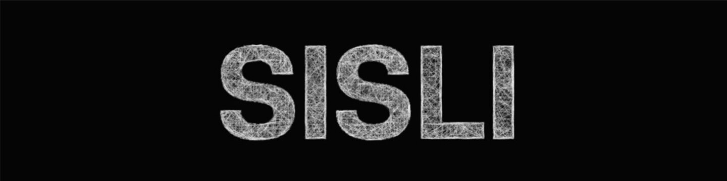 Sketch black and white Sisli text design element