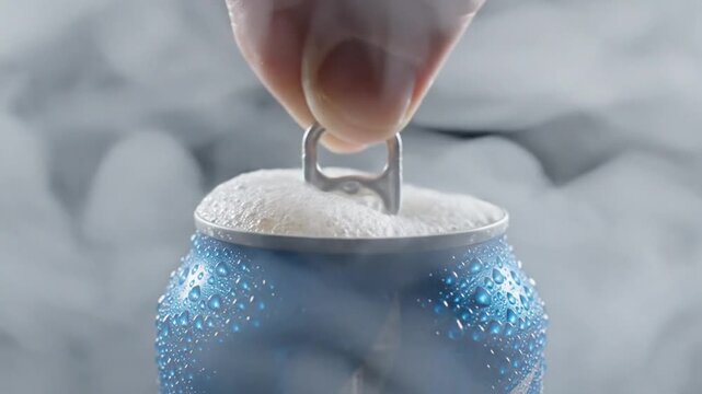 Opening a Refreshing Soda Can - A Close-Up View.