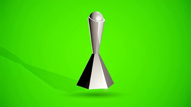 3D Metallic Trophy Award Rotating on Green Screen Background.
