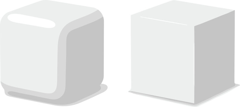 Illustrated comparison of rounded and sharp rectangular cuboid shapes minimal 3D geometric design concept modern abstract form artwork