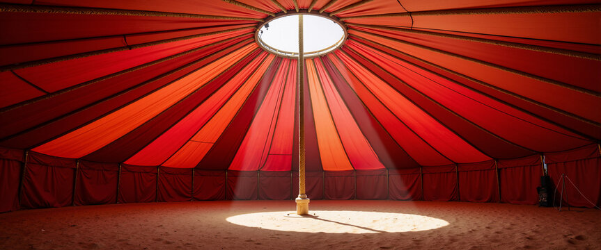 Red circus tent interior for event design