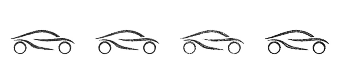 Sketch monochrome car logo design set