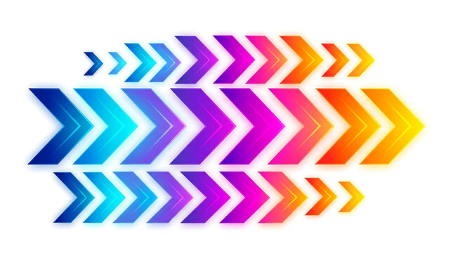 Multicolored chevron arrows pointing right in gradient colors