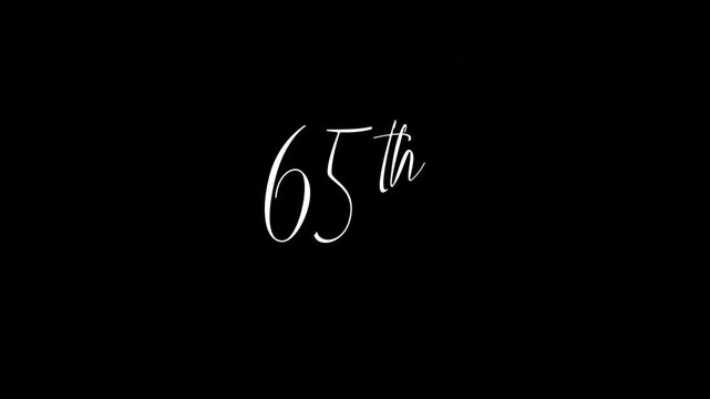 Elegant Silver Cursive Handwriting Script Text 65th for Retirement and Birthday Milestone