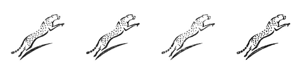 Sketch monochrome cheetah logo design set © David Zydd