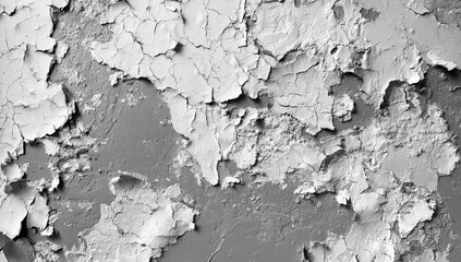 Fototapeta premium Close-up abstract of peeling white paint on a textured gray surface