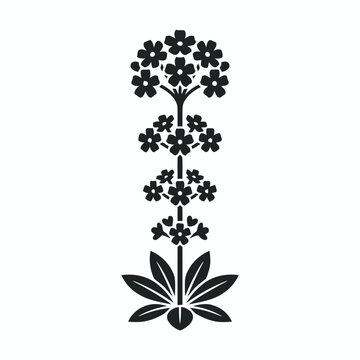 Stylized Black Flower Stem Silhouette Vector Art