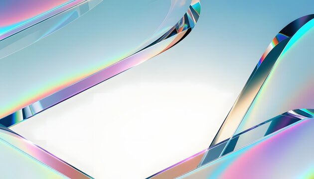 Abstract 3d holographic wavy background. Modern futuristic digital wallpaper design. Creative iridescent liquid metal glass art flowing with neon colors