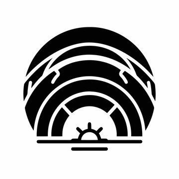 Abstract Sun Archway Silhouette Icon, Modern Geometric Symbol
