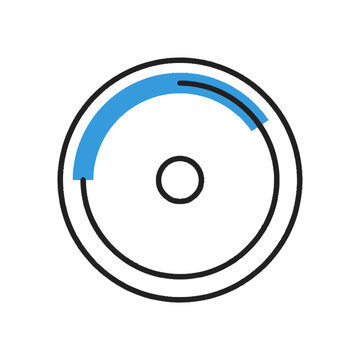 Circular progress bar with blue segment indicating completion, loading indicator, abstract design
