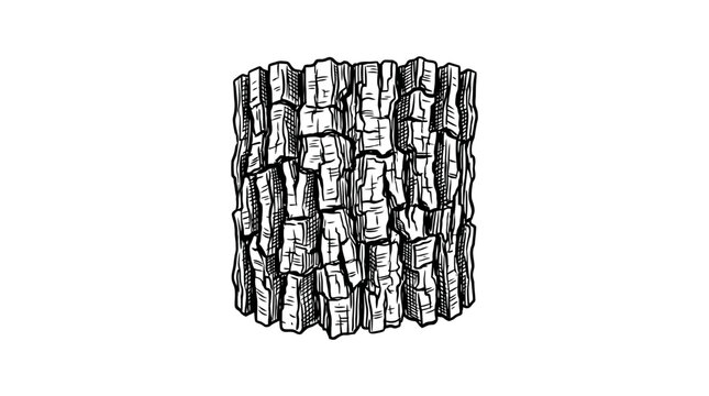 Textured Tree Bark Cylinder Illustration