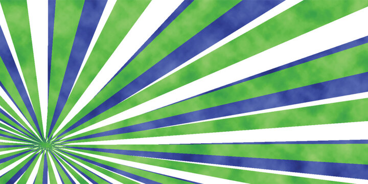 Handmade retro vintage light skin deep gren grain screen sunburst ray abstract background.Bright green rays sunburst vector background