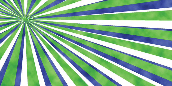 Handmade retro vintage light skin deep gren grain screen sunburst ray abstract background.Bright green rays sunburst vector background