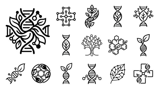 Genetic Engineering Biology Icons.