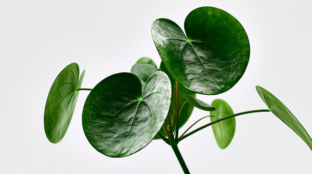Cluster of green succulent leaves with water droplets in soft natural light