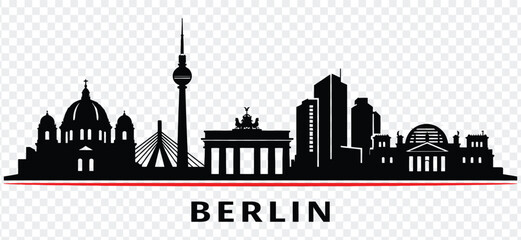 Berlin germany city skyline silhouette with famous landmarks and text © MDRASIDUL