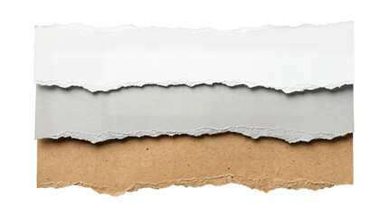 Fototapeta premium Torn paper edges, ripped cardboard, white, gray, brown backgrounds, texture elements
