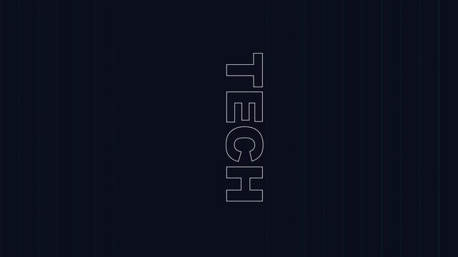 Tech rotating text animation on dark grid 4k background, for digital innovation, and modern business presentation