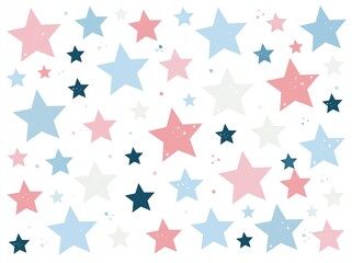 Obraz premium Minimal pastel vector illustration of stars arranged in pink, blue and white, transgender pride celebration theme on a clean white background.