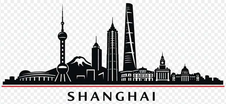 Shanghai city skyline silhouette vector illustration