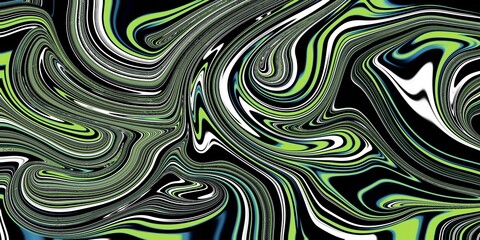 Dynamic abstract liquid marble texture with flowing green and black neon swirls. A striking modern background design. © Muhammad lutfi