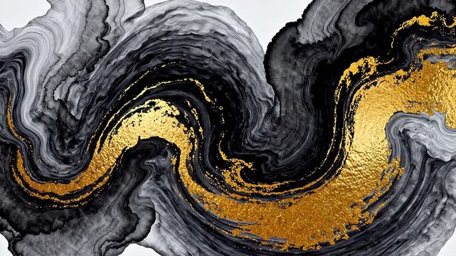 Abstract swirling patterns with gold accents