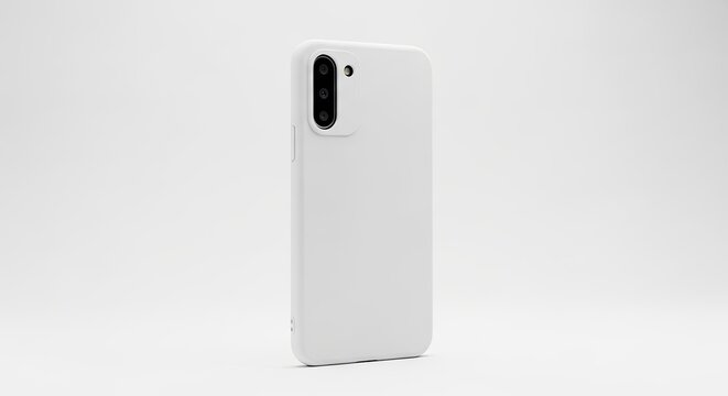 White smartphone back view mockup.