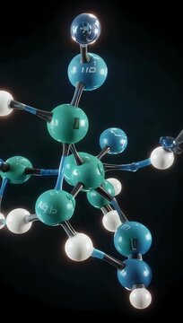 Ultra 4K 3D rotating animation of the didanosine molecular structure illustrating antiviral drug chemistry molecular bonds educational applications pharmaceutical scientific stock 