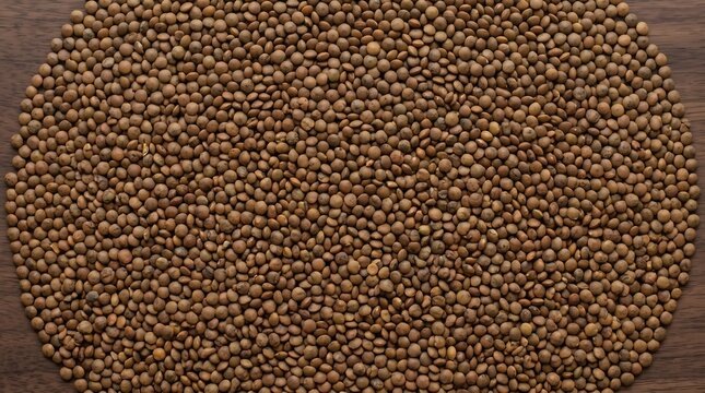 Raw brown lentils on a wooden background