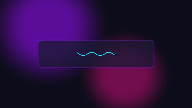 Set of Glassmorphism UI Buttons Featuring Progressive Cyan Wave Line Icons on Dark Purple Abstract Gradient Background