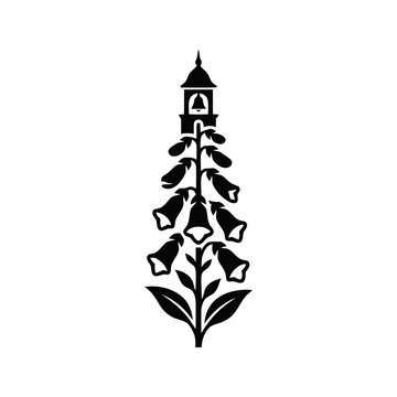 Bell Tower Foxglove Silhouette Icon Vector Art