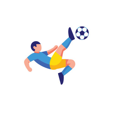 Man Kicking Soccer Ball in Air.