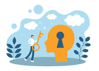 The key to problem solving, success, career growth, creativity and personal development. Head and Key