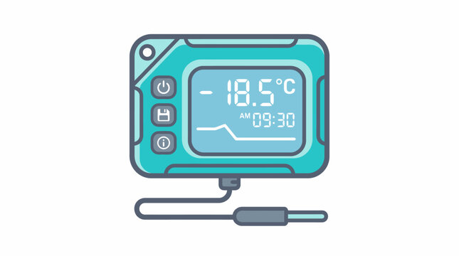 Digital Thermometer Device Illustration with Temperature Sensor Probe