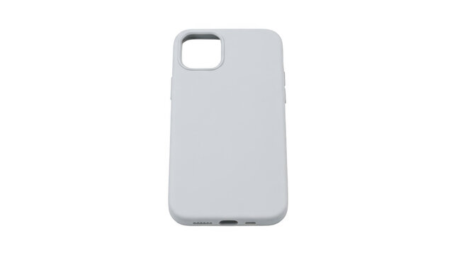 Minimalist light grey silicone protective phone case isolated on transparent background