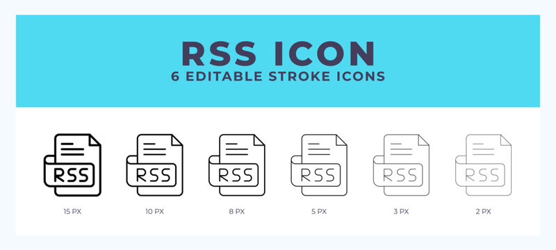 Rss file line icon with different stroke. Vector illustration.