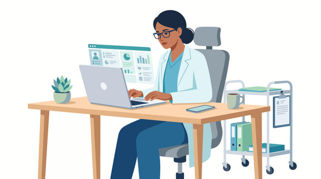 doctor working on laptop