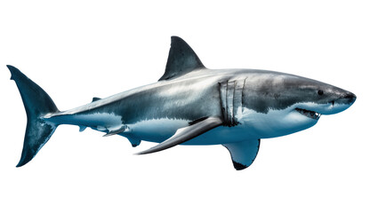 Naklejka premium Great white shark with sharp teeth, isolated on transparent background