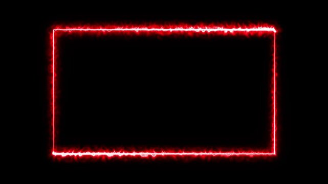 Abstract Red Neon Energy Frame Border on Transparent Background Loop Animation. Ideal for video overlays, gaming streams, social media content, presentations, futuristic interfaces and motion graphics