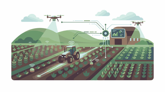 Smart farm with automated tractor drones and sensors